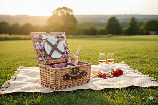Wicker Picnic Basket - For Love Birds & Best Friends