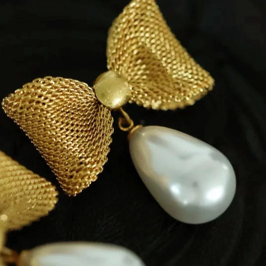 Pearl Bow Drop Earrings - Vintage Southern Charm (BEST SELLER) - Junebug Jewels