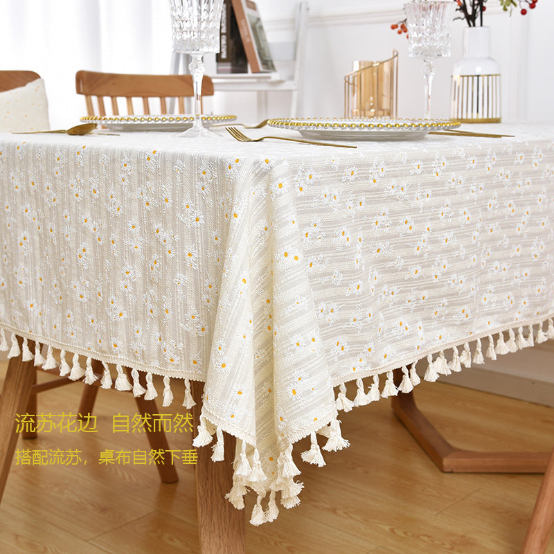 Garden Party Perfection - Floral Tassel Tablecloth