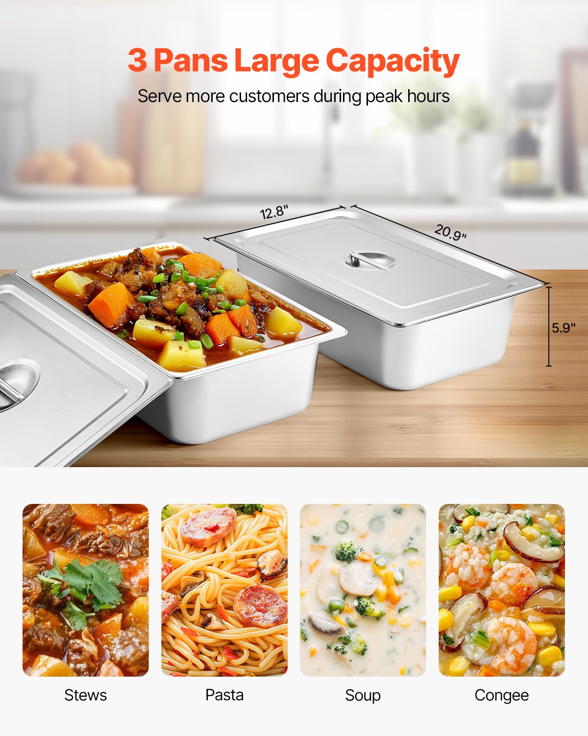 Keep It Hot & Ready - 3-Pan Food Warmer
