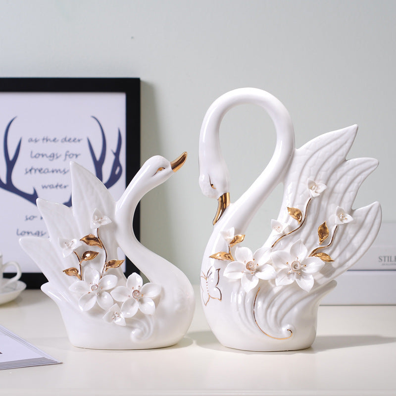Two's Company - Jade Porcelain Swan Pair