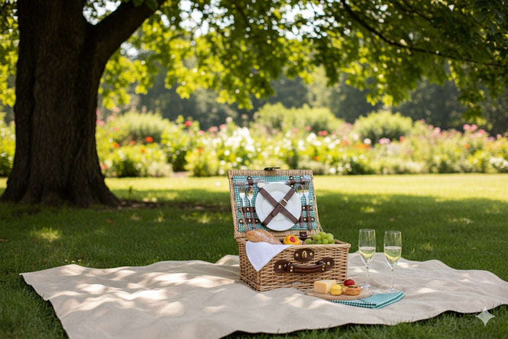 Wicker Picnic Basket - For Love Birds & Best Friends