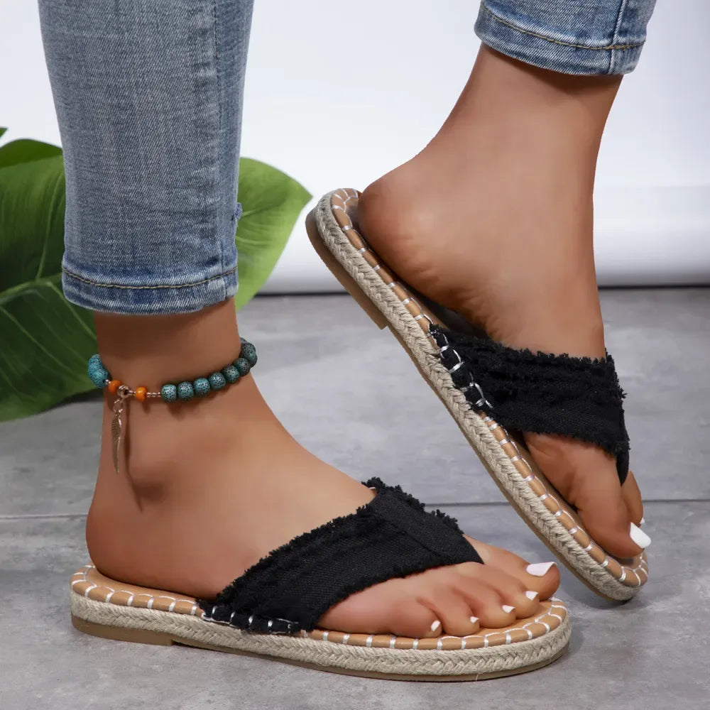 Raw Hem Flat Sandals - Sassy and Sweet - Junebug Jewels