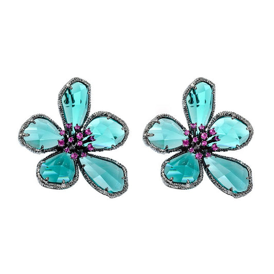 Creekside Spring Flowers - Vintage Gem Earrings & Brooch Set