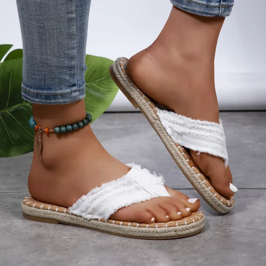 Raw Hem Flat Sandals - Sassy and Sweet - Junebug Jewels
