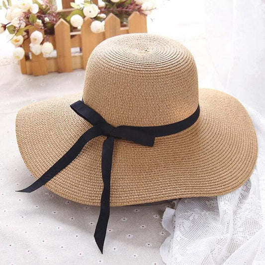 Sun Goddess Hat - Wide Brim Beach & Garden Party Straw Hat - Junebug Jewels