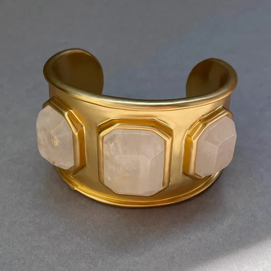 Crystal Goddess - Brass Stone Bangle - Junebug Jewels