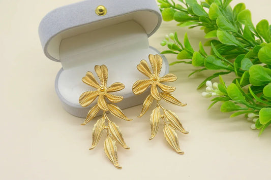 Garden Whispers Earrings - French Flower & Leaf Romance - Junebug Jewels