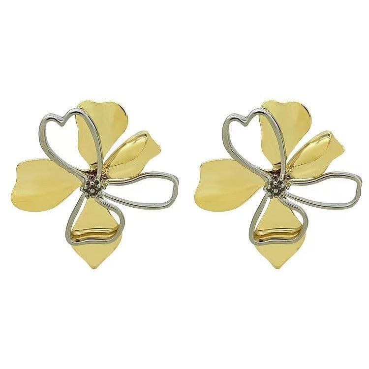 Metal Cold Wind Flower Earrings Female Personality Earrings