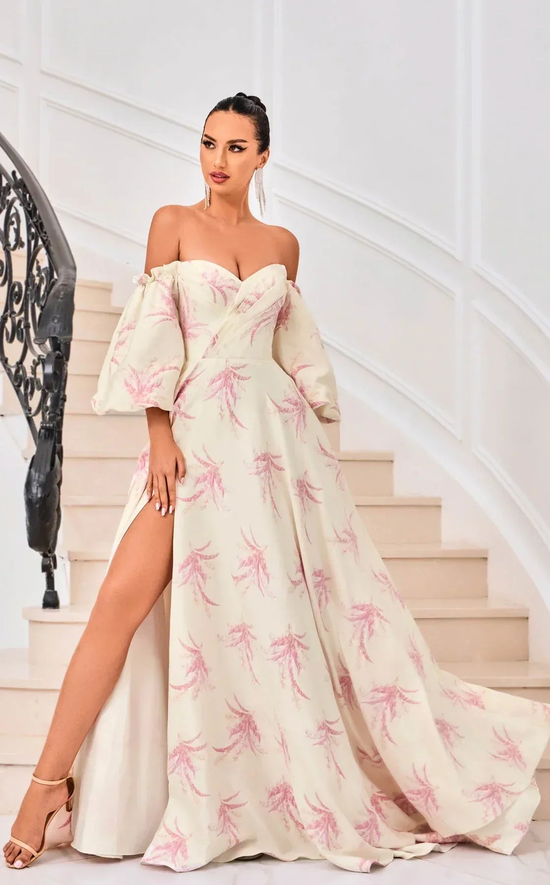 Palm Beach Perfection - Green Leaf Off-Shoulder Gown (FEATURED ON HOME PAGE) - Junebug Jewels