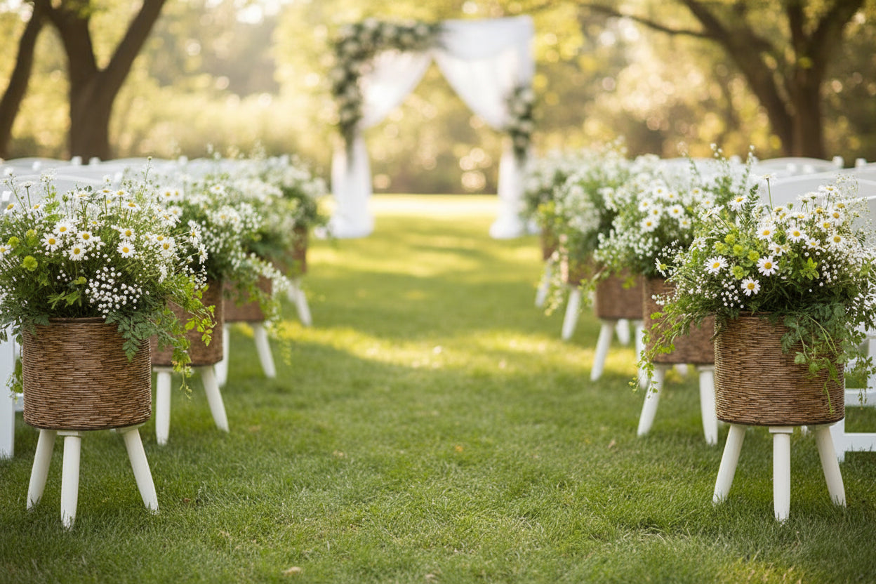 Center of Attention - Rustic Wooden Flower Basket Stand