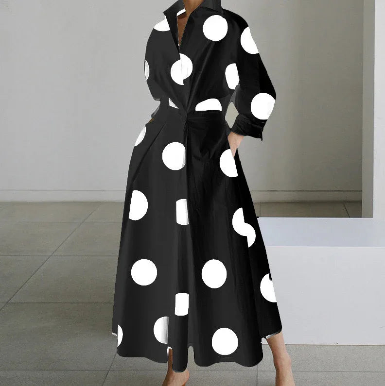 Black and White Polka Dots - Elegant Blouse Dress - Junebug Jewels