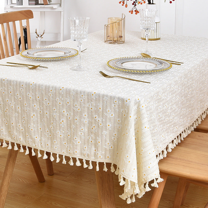Garden Party Perfection - Floral Tassel Tablecloth